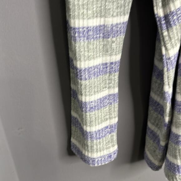 Lane Bryant Gray/Purple Striped Long Sleeve Ribbed Top Square Neck Size 14/16 - Picture 4 of 9